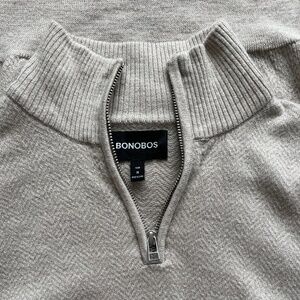 Bonobos Mens Half Zip Size Medium Slim 100% Extra Fine Merino Wool